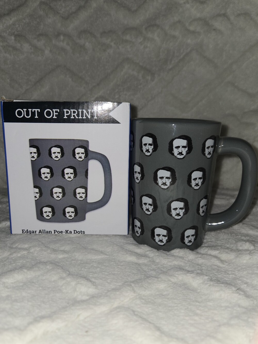 Out of Print Edgar Allan Poe-ka Dots Grey Ceramic Mug